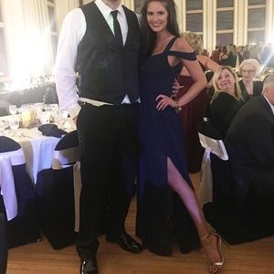 Lulus: Dark Blue Dress with side slit